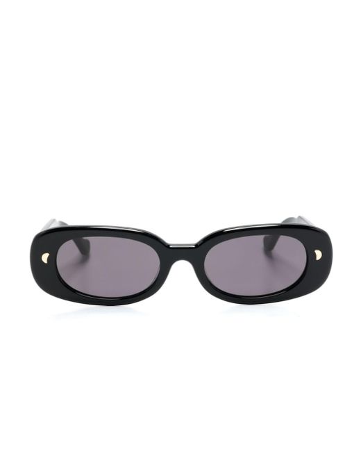 Nanushka Black Aliza Oval-frame Sunglasses