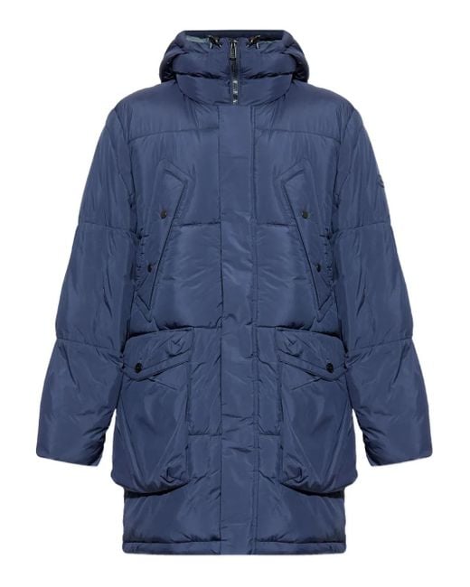 Paul Smith Blue Hooded Padded Parka Coat for men