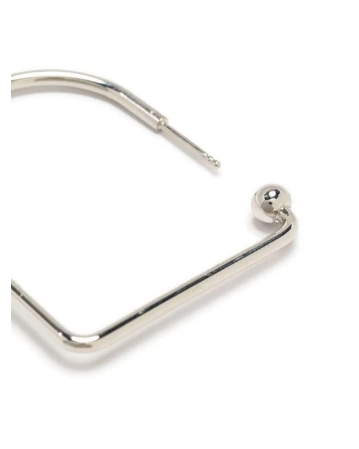 Courreges White Logo Geometric Earrings