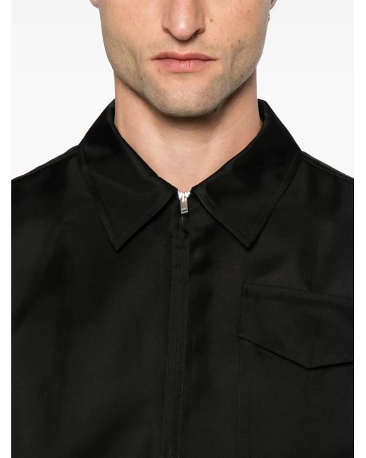 メンズ Jil Sander ジップアップ ラッフルシャツ Black