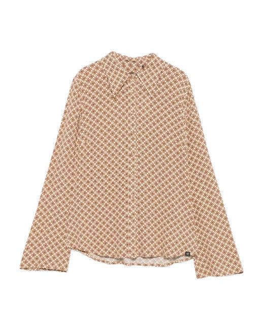 Superdry Natural Flared-Sleeve Patterned Blouse