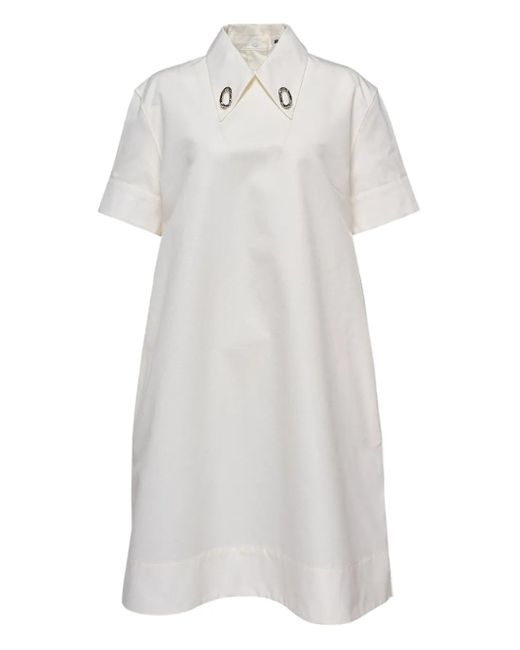 Vestido con detalle en el cuello Jil Sander de color White