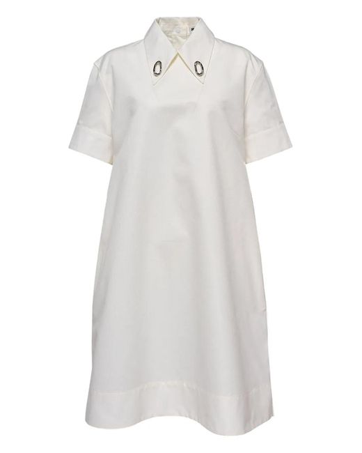 Jil Sander White Collar-Detail Short-Sleeve Dress