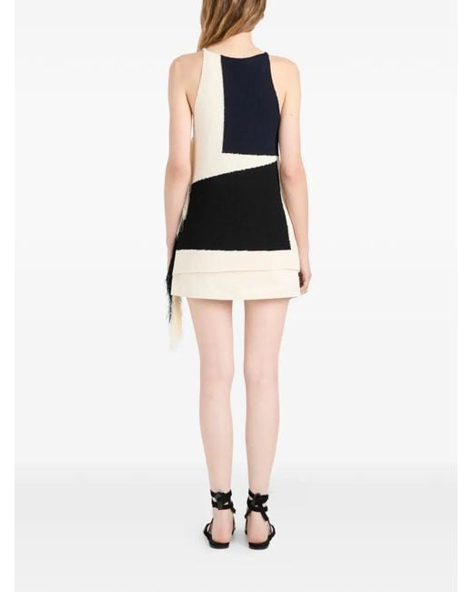 Proenza Schouler Blue Saskia Fringe-Trimmed Intarsia-Knit Top
