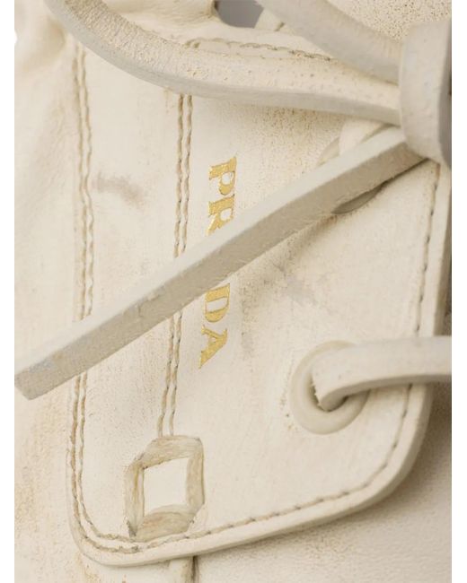 Prada White Shuffle Antiqued Leather Boat Shoes