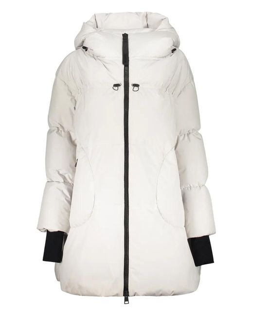 Herno White Elegant Long Jacket With Hood