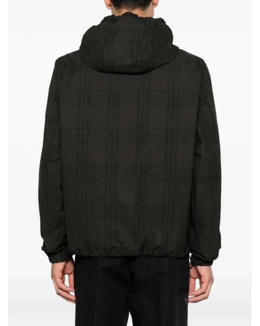 Burberry Black Check-Pattern Hooded Jacket for men
