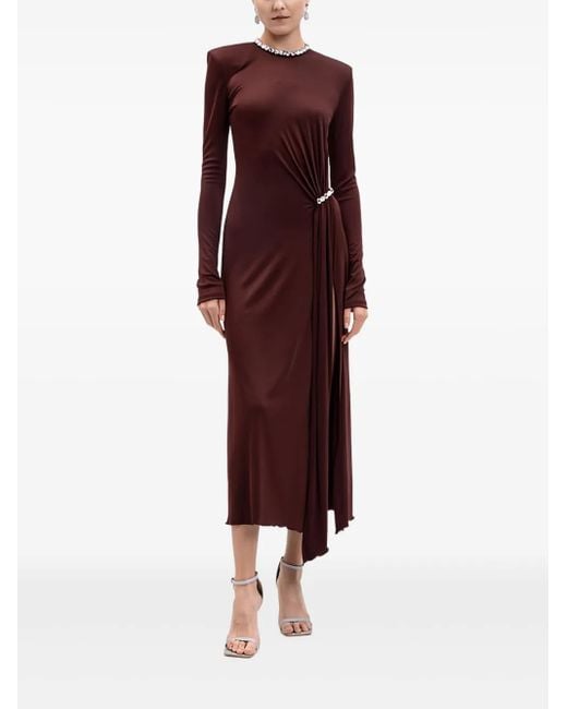 David Koma Embellished Side-split Midi Dress Purple