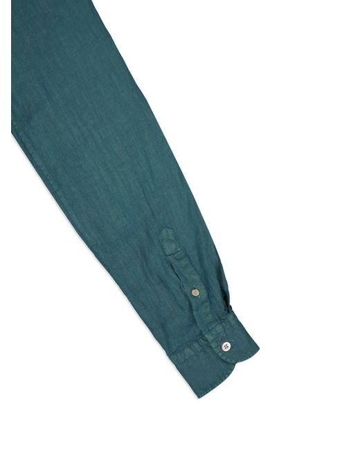 Boglioli Green Classic-collar Linen Shirt for men