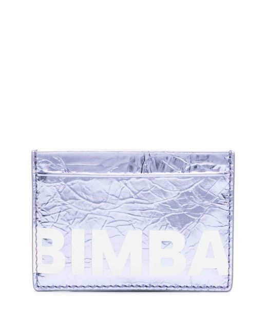 Bimba Y Lola Blue Logo-print Leather Card Holder
