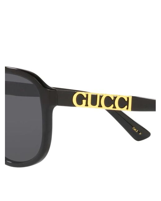Gucci Black Pilot-Frame Logo-Plaque Sunglasses