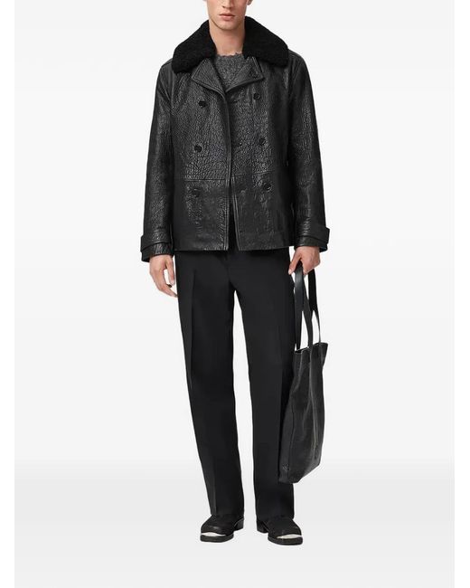 AllSaints Black Hamlet Leather Jacket for men