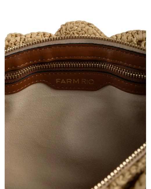 Farm Rio Natural Flower-Appliqué Clutch Bag