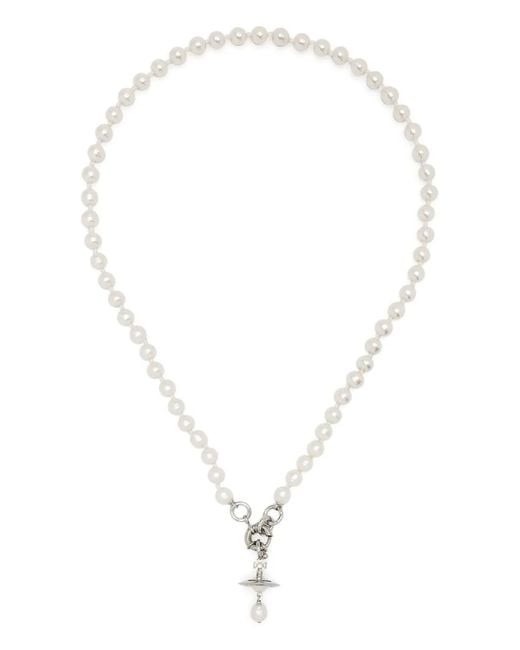 Vivienne Westwood White Aleksa Orb Pearl Necklace