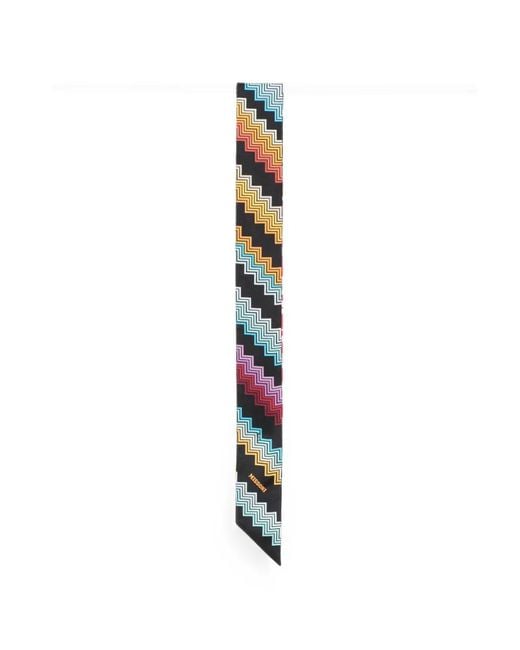 Missoni White Zigzag-Print Skinny Scarf