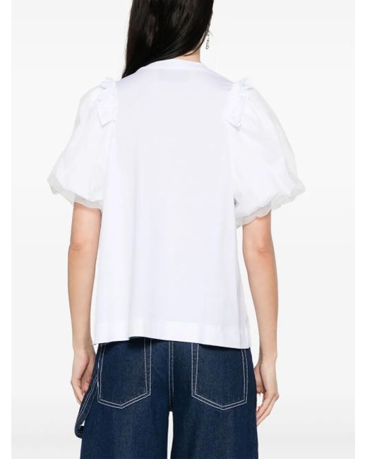 【関税込み】Simone Rocha ホワイト Embellished Flower Tシャツ Simone Rocha Flower-Embellished T-Shirt in White | Lyst