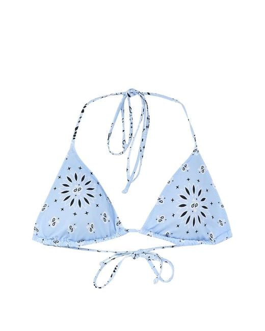 Mc2 Saint Barth Blue Bandana-Print Triangle Bikini Top