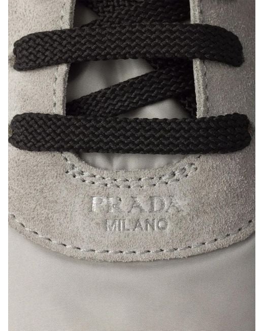 Prada Gray Collapse Lace-Up Sneakers for men