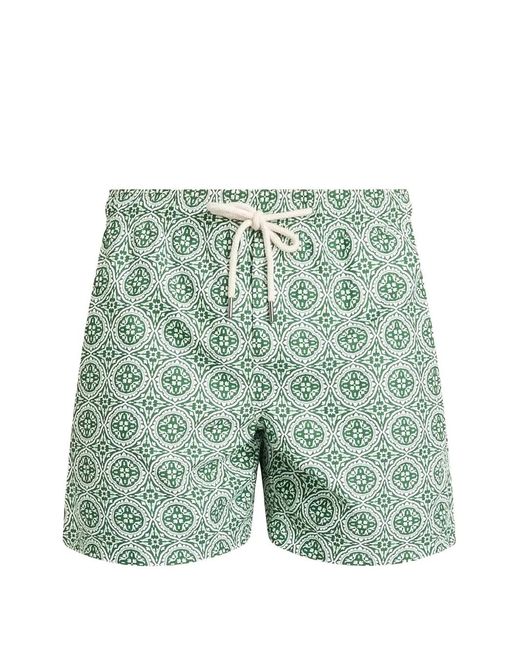 Peninsula Green Montecristo Geometric-Print Swim Trunks for men