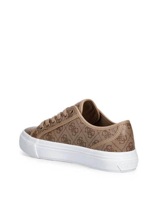 Guess Brown Jelexa Monogram-Print Lace-Up Sneakers