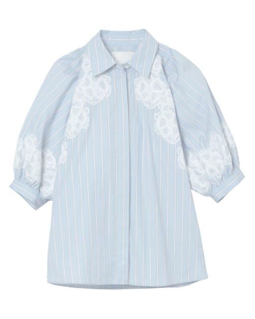 3.1 Phillip Lim Blue Lace-detailing Poplin Shirt