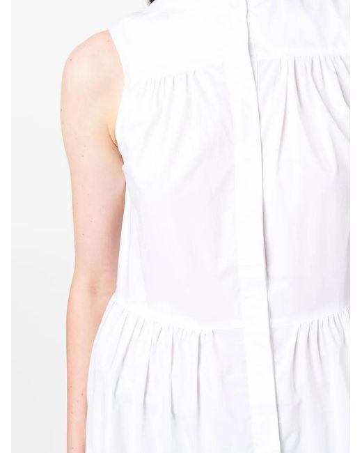 Blanca Vita White Tiered Cotton Shirtdress