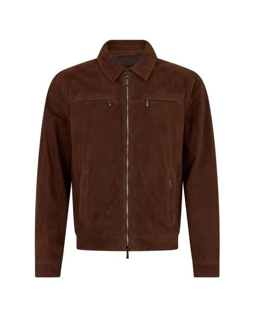 Moorer Brown Zip Jacket for men
