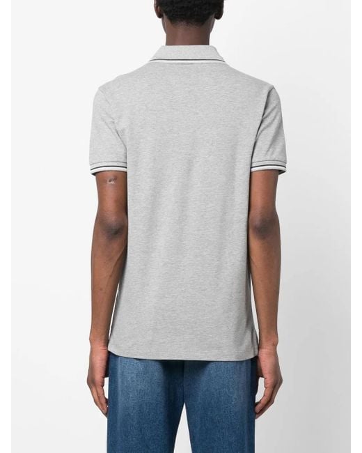 Emporio Armani Gray Logo-Print Piqué-Trim Polo Shirt for men