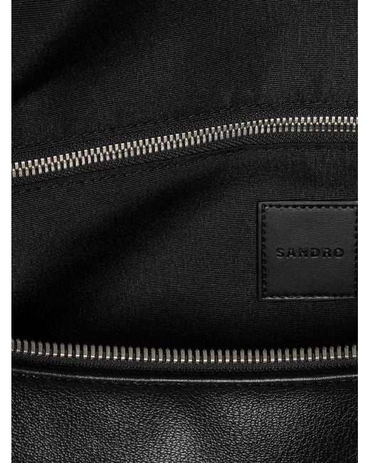 Sandro Black Grained-Effect Holdall for men