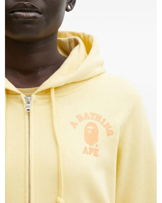 A Bathing Ape Natural Logo-Print Hoodie