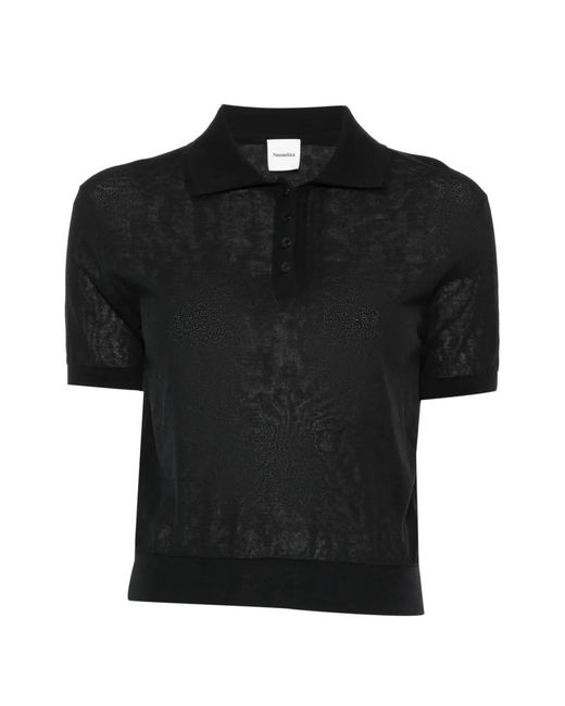 Nanushka Black Ceneca Fine-Knitted Polo Shirt
