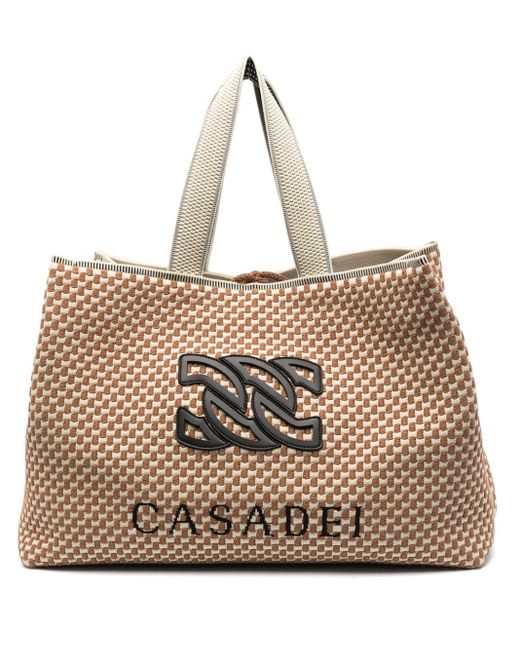 Casadei Natural Sunrise Logo-patch Tote Bag