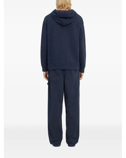 MM6 by Maison Margiela Blue Unbrushed Cotton Hoodie for men