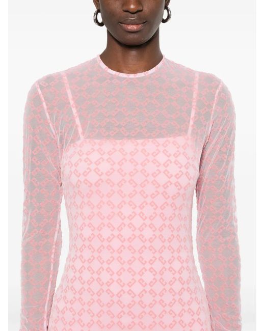Givenchy Pink Monogram 72 Tulle Midi Dress