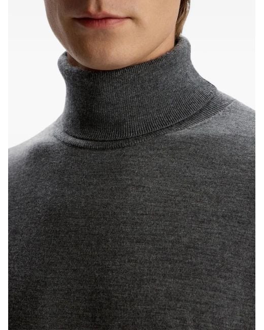 12 STOREEZ Gray Roll-Neck Merino Sweater for men
