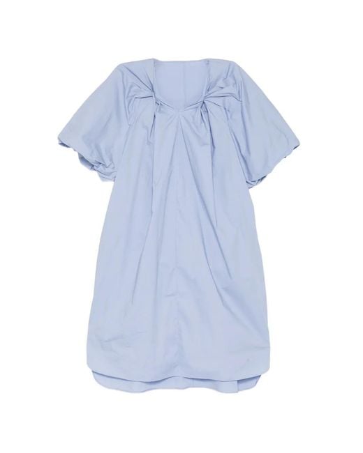 JNBY Blue V-Neck Ballon-Sleeve Dress