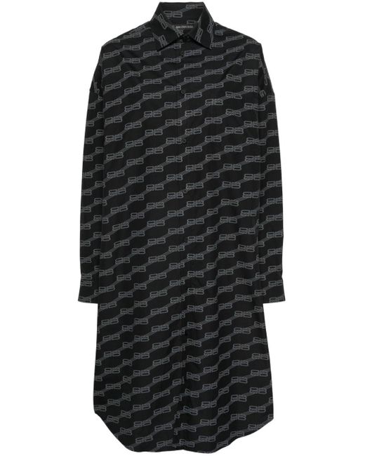 Robe-chemise à logo imprimé Balenciaga en coloris Black