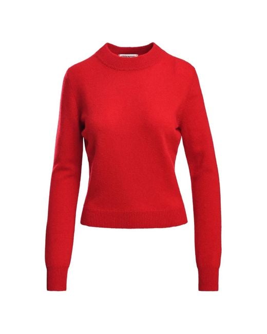 Essentiel Antwerp Red Kash Ribbed-Trim Sweater