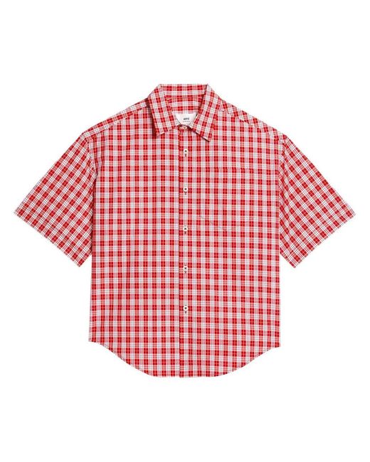 AMI Red Checked Short-Sleeve Shirt