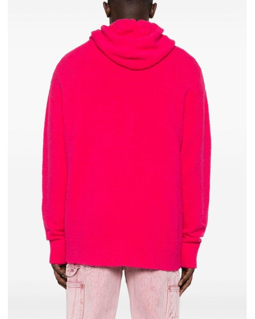Laneus Pink Wintercot Brushed-knit Hoodie for men