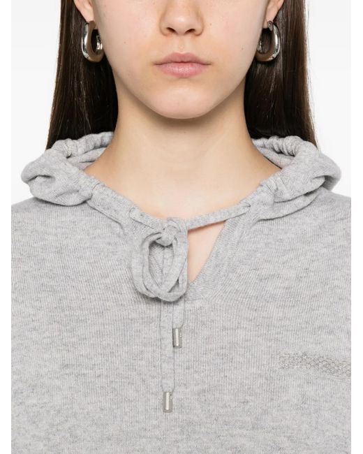Peserico Gray Embellished-Detail Hoodie