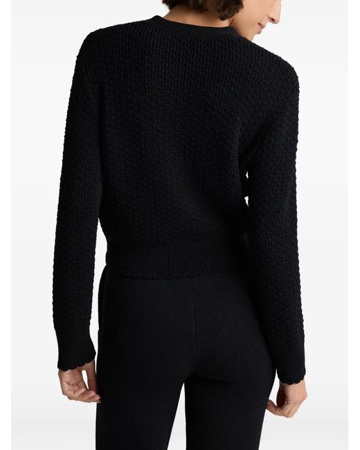St. John Black Crepe Knit Cardigan