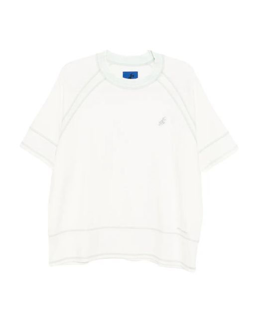 Asics White Slogan-Embroidered T-Shirt