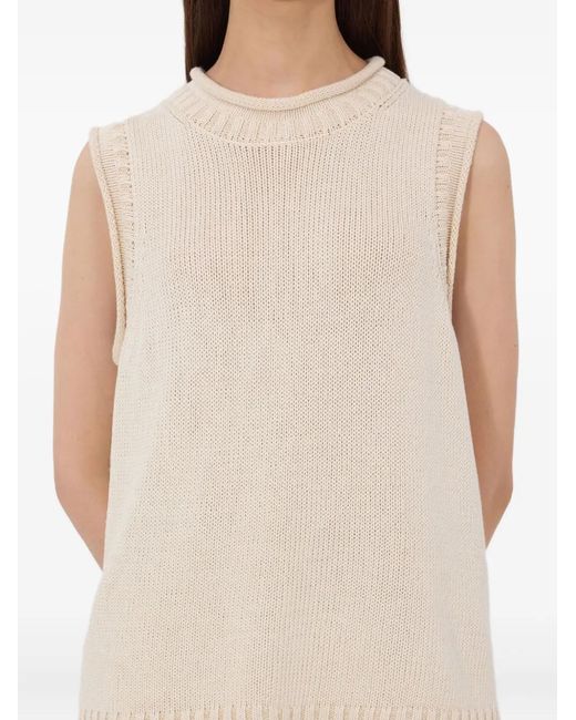 Loulou de Saison Natural Effy Ribbed Collar Sleeveless Top