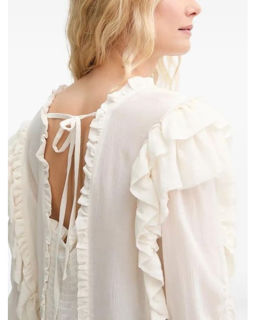 Munthe White Crisp Ruffled Blouse