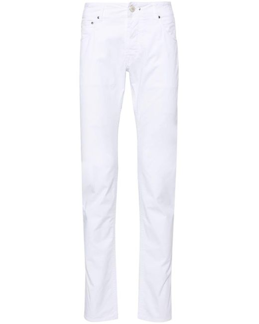 Hand Picked White Orvieto Slim-cut Trousers for men