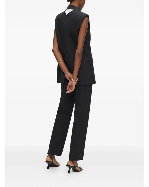 Karl Lagerfeld Black Logo-Plaque Tailored Trousers