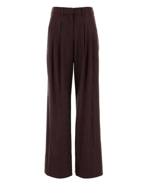 PT Torino Brown Pleated Front-pockets Trousers