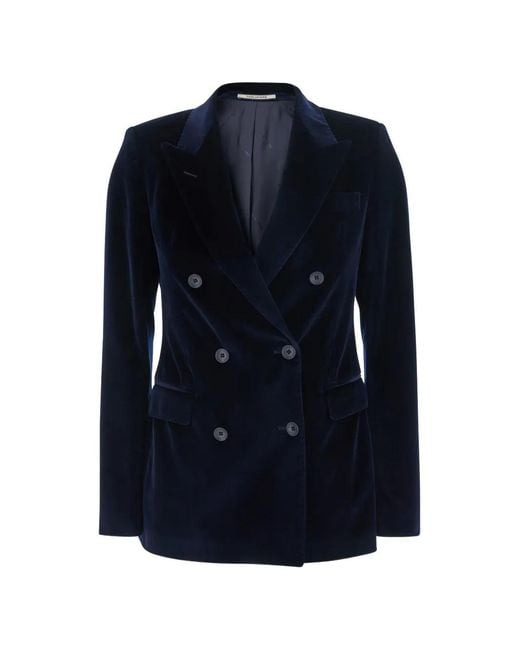 Tagliatore Blue Parigi Double-Breasted Velvet Blazer