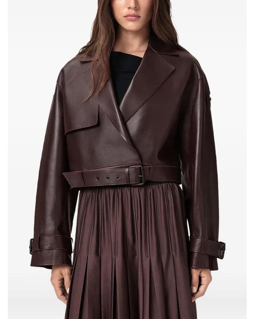AllSaints Ophelia Leather Jacket in Brown | Lyst